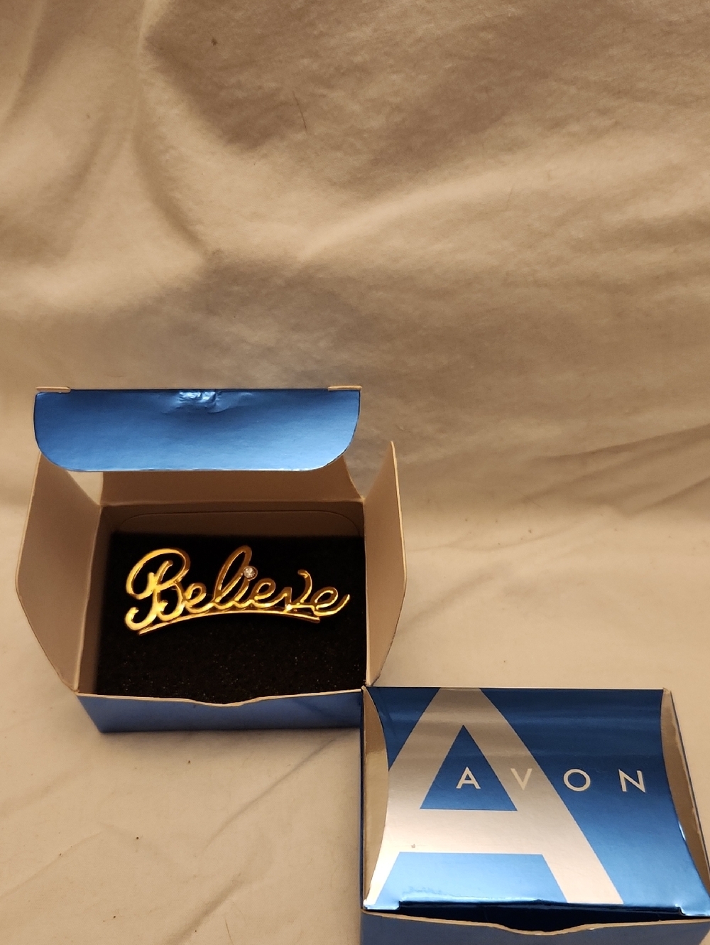 Avon Gold 'Believe' Script Brooch